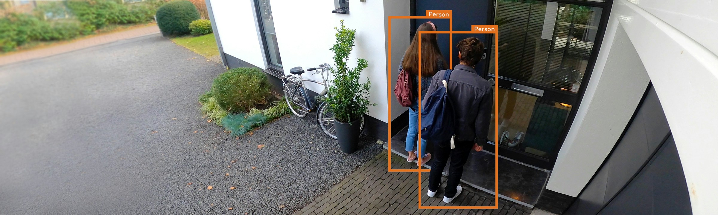 Alarm.com outdoor video view of activity at a home's entrance